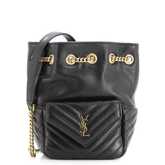 Saint Laurent Mini Joe Bucket Bag Matelasse Chevron Leather - Picture 1 of 6